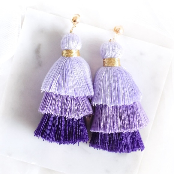 Jewelry - Purple Ombré Tassel Statement Earrings